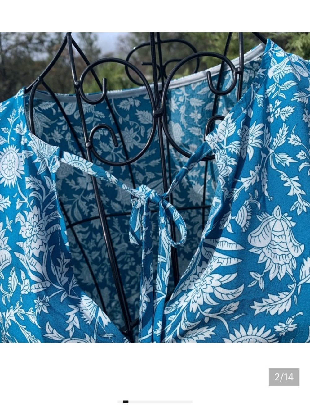 Bohemian Turquoise Blue & White Maxi Dress - Picture 2 of 12